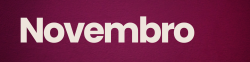 Arte composta por duas caixas, sendo uma rosa ao fundo e outra preta em primeiro plano. Dentro da caixa preta, há duas setas brancas para direita e o texto em branco novembro