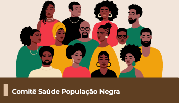 A imagem mostra uma ilustração de um grupo de pessoas negras com roupas em amarelo, verde e vermelho. Abaixo, uma faixa com o texto 