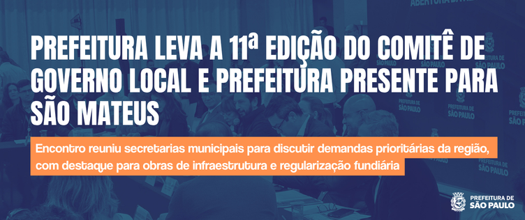 A imagem horizontal possui um fundo azul-escuro translúcido com uma foto de pessoas reunidas em um evento corporativo ao fundo. Sobre a imagem, em destaque no centro e alinhado à esquerda, há um grande texto em letras maiúsculas brancas que diz: 